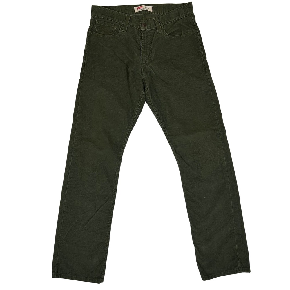 Levis 514 Slim Straight Corduroy Pants Mens 32x32 Olive Green Forest 5 Pocket